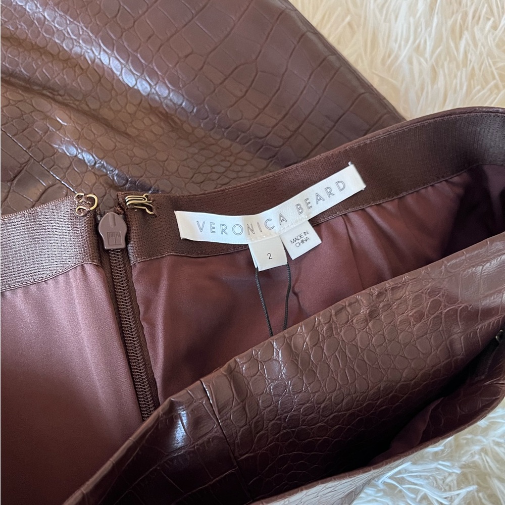 NWT Veronica Beard Dinard Buttoned Faux Leather Skirt
